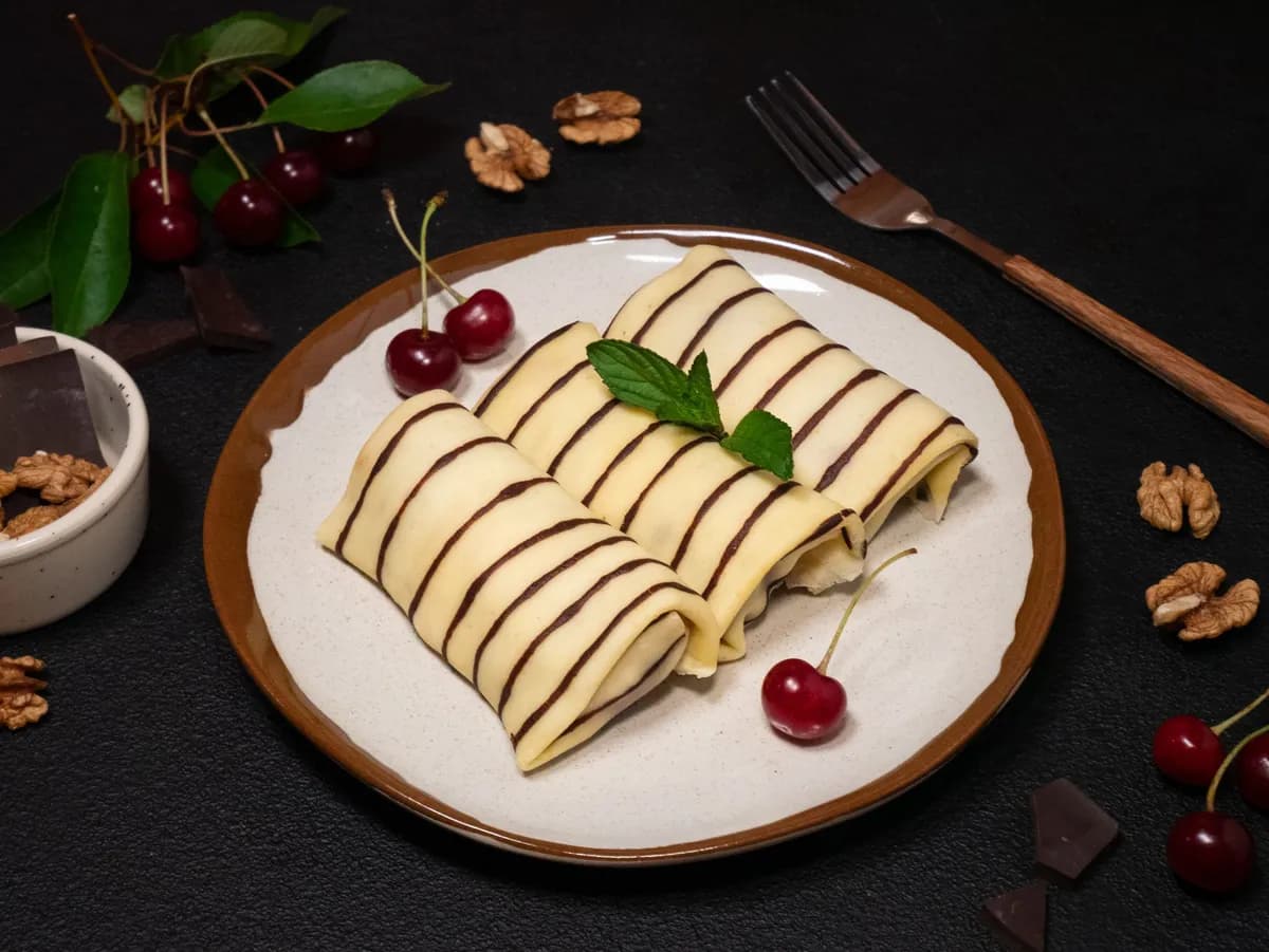 Cherry and chocolate crepes