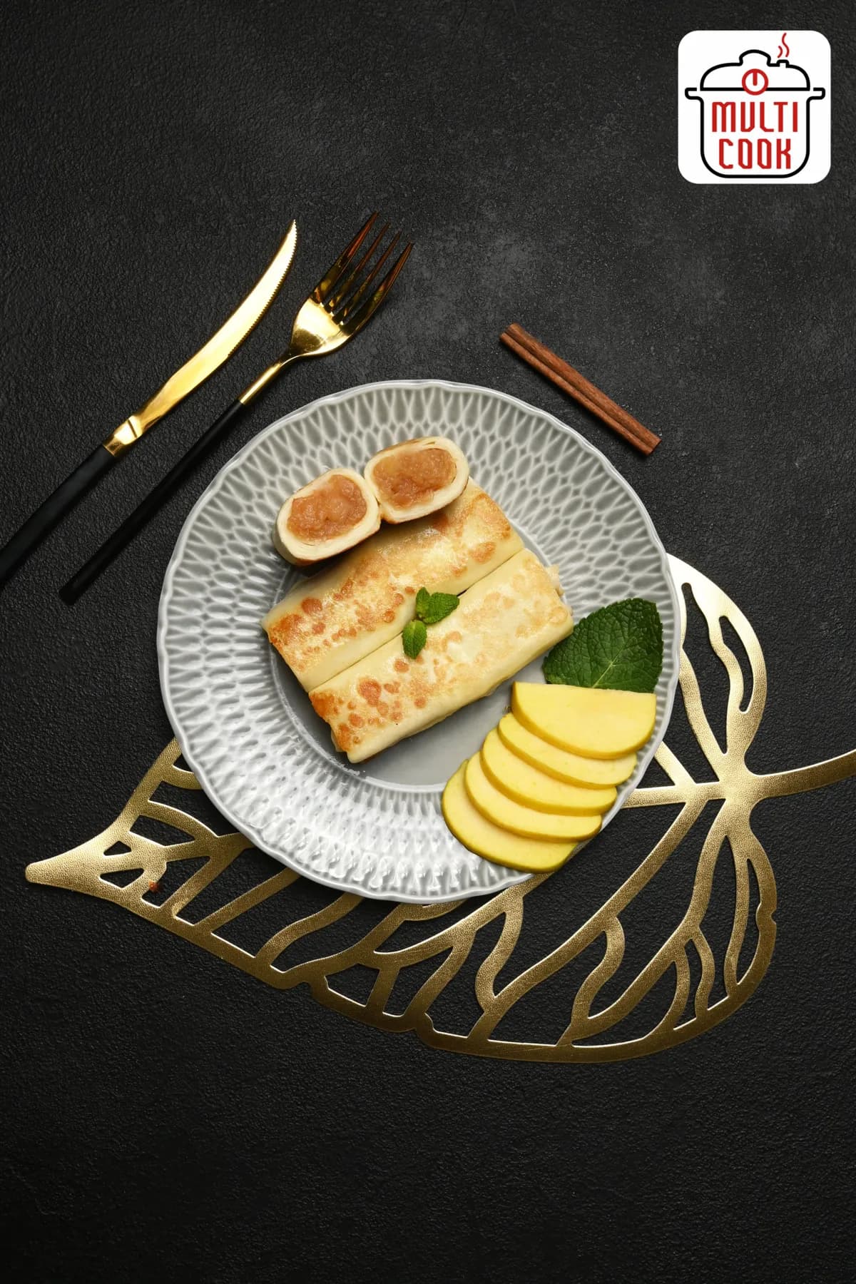 Caramelized apple crepes