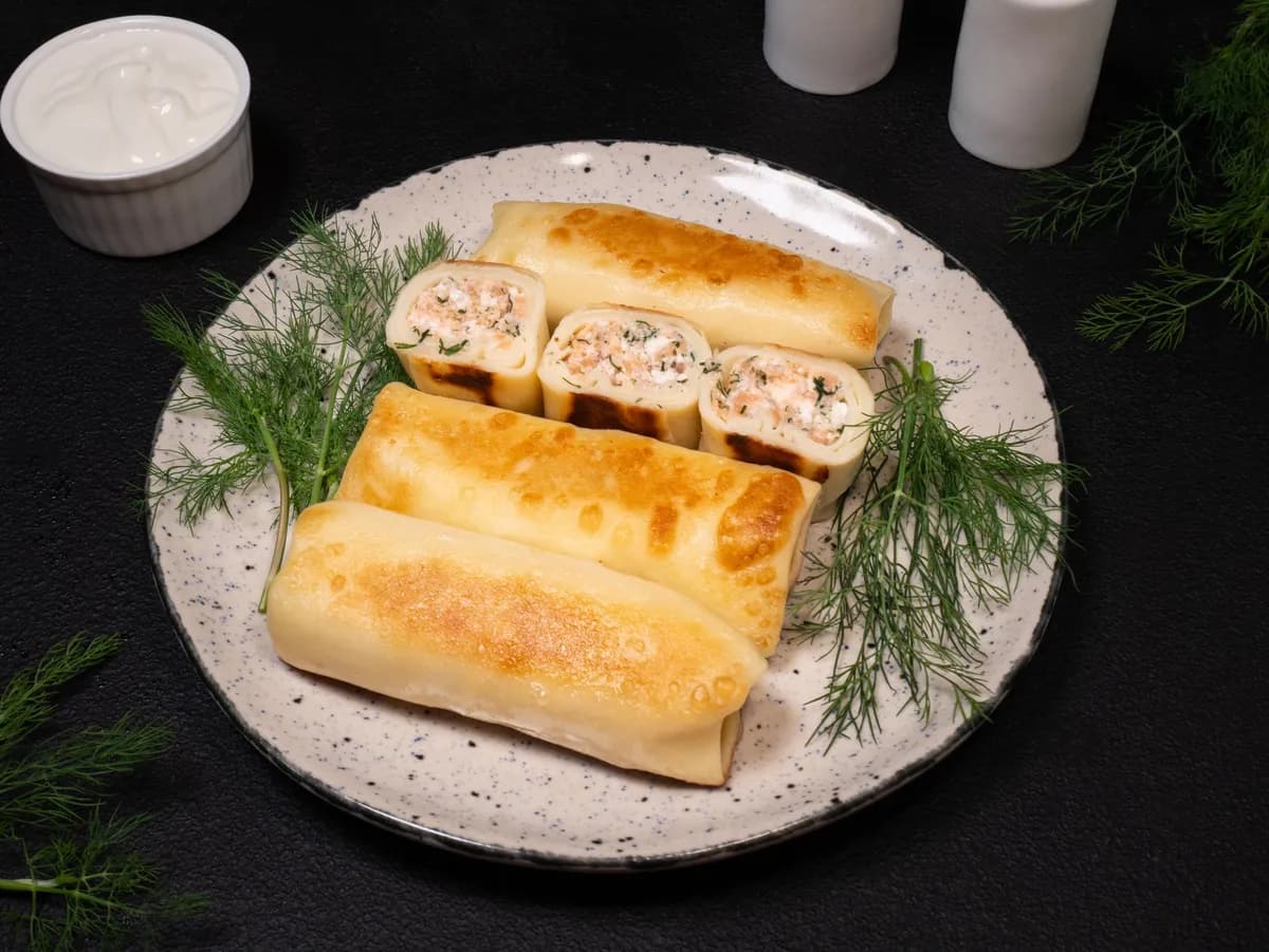 Salmon and cheese crepes