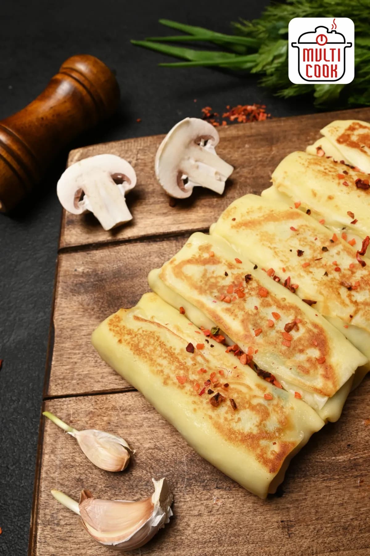 Chicken and mushroom crepes