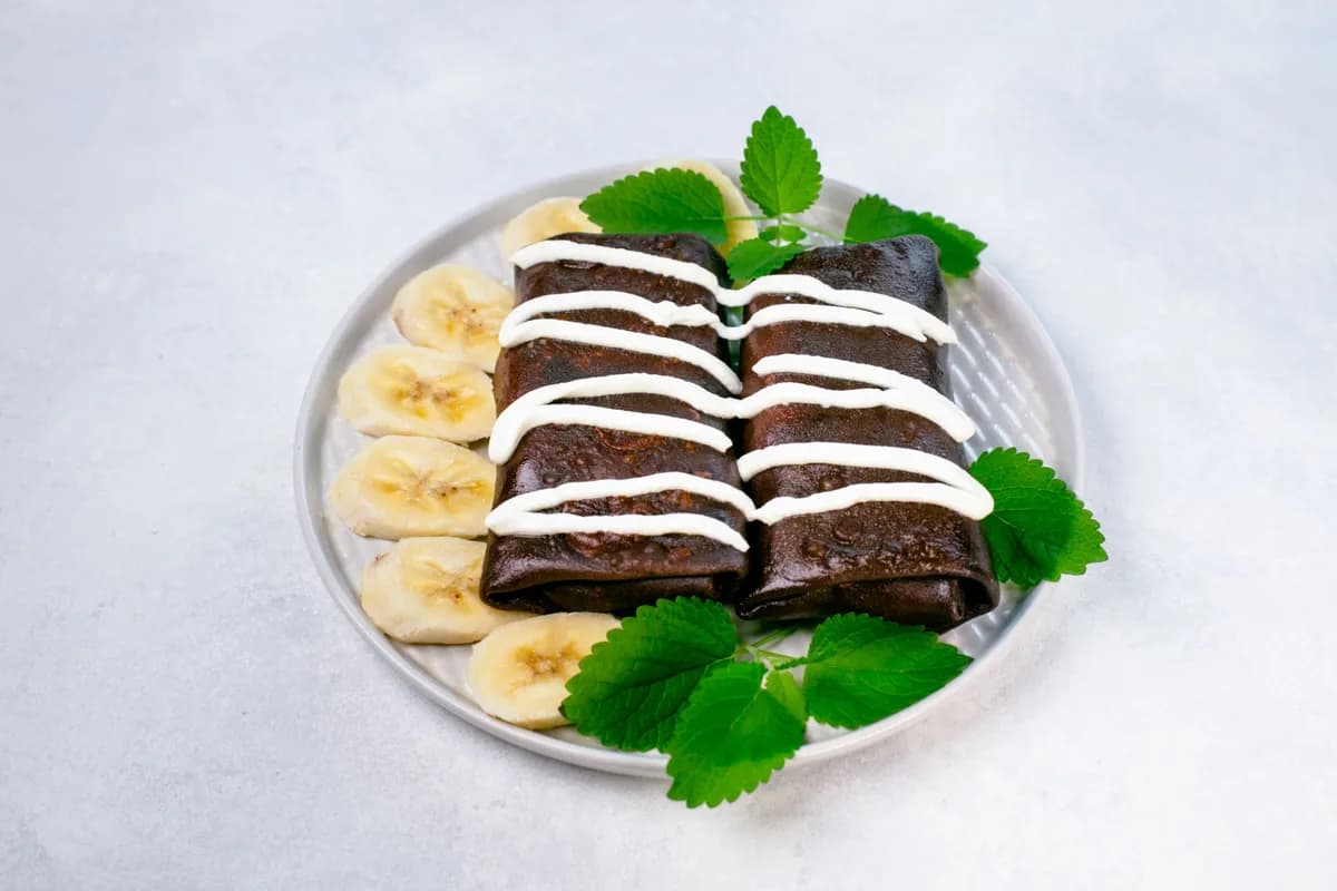 Frozen Chocolate Crepes With Banana And Cheese