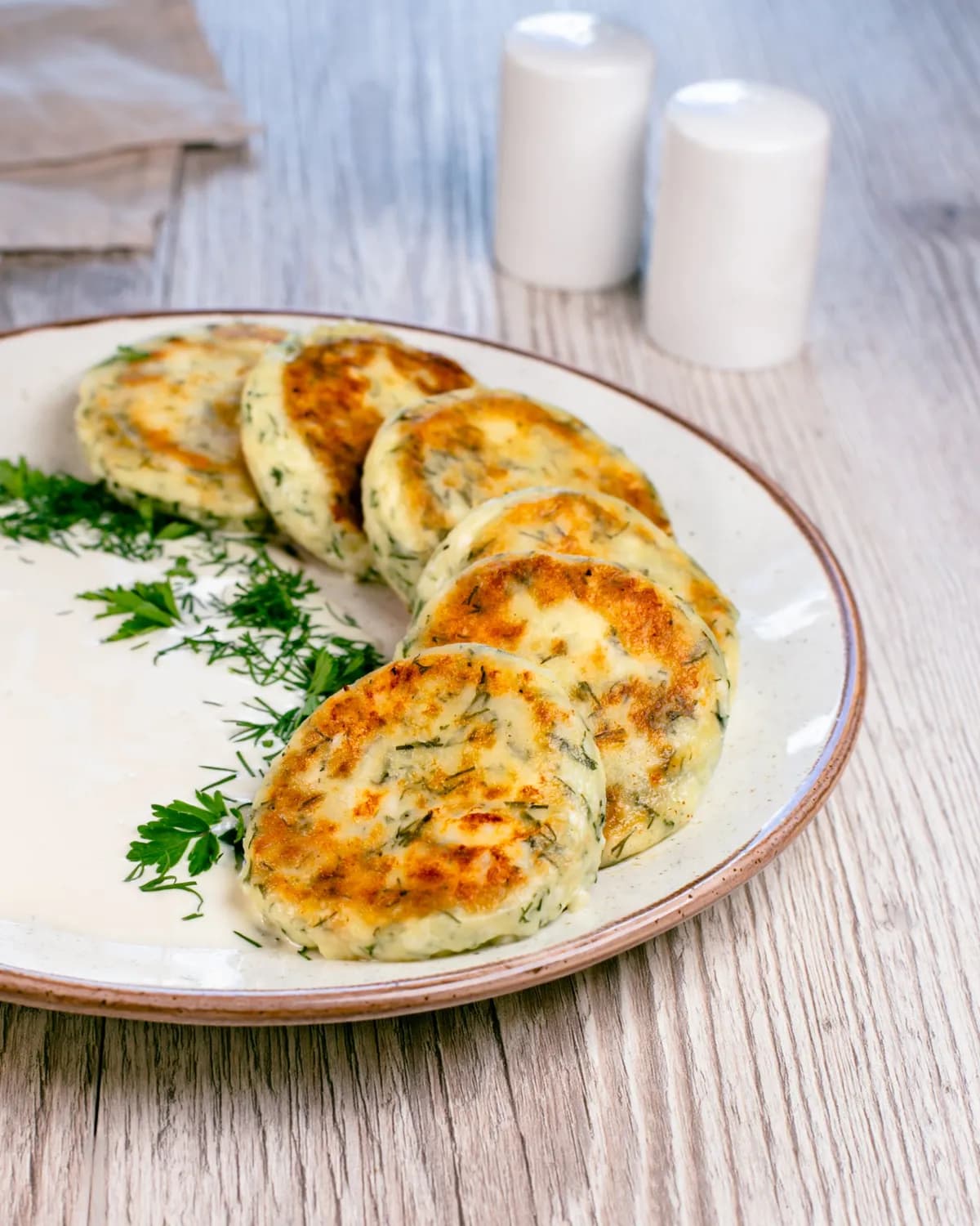 Frozen Syrnyky (Cheese Pancakes) With Brynza Cheese And Herbs